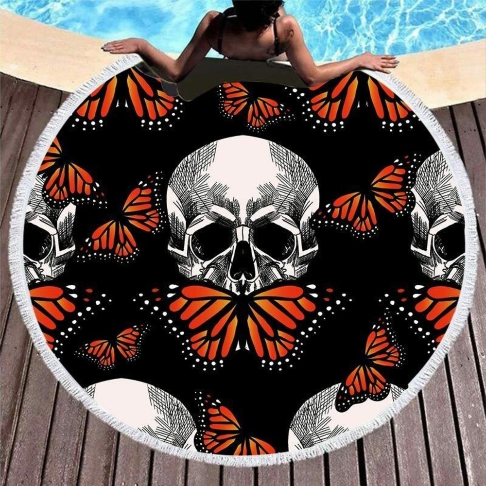 Butterfly Microfiber Round Towel Beach Bath Wall Tapestry Table Cloth Unique #1